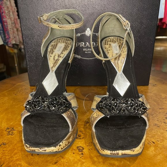 Prada snake skin wedge sandal - Picture 1 of 5